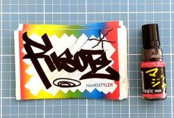 Risote tag on Handstyler Eggshell Stickers - Rainbow Scribble with a Magic Ink Marker